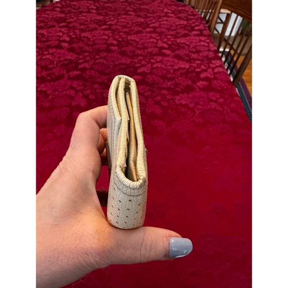 Prada Off-White Perforated Leather Compact Snap Wallet - Picture 10 of 13